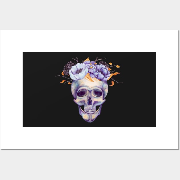Skull with Flowers Wall Art by Cordata